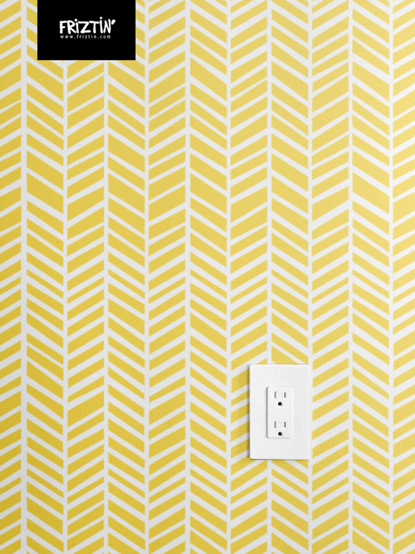 Herringbone Lemon Zest Yellow wallpaper friztin Spoonflower